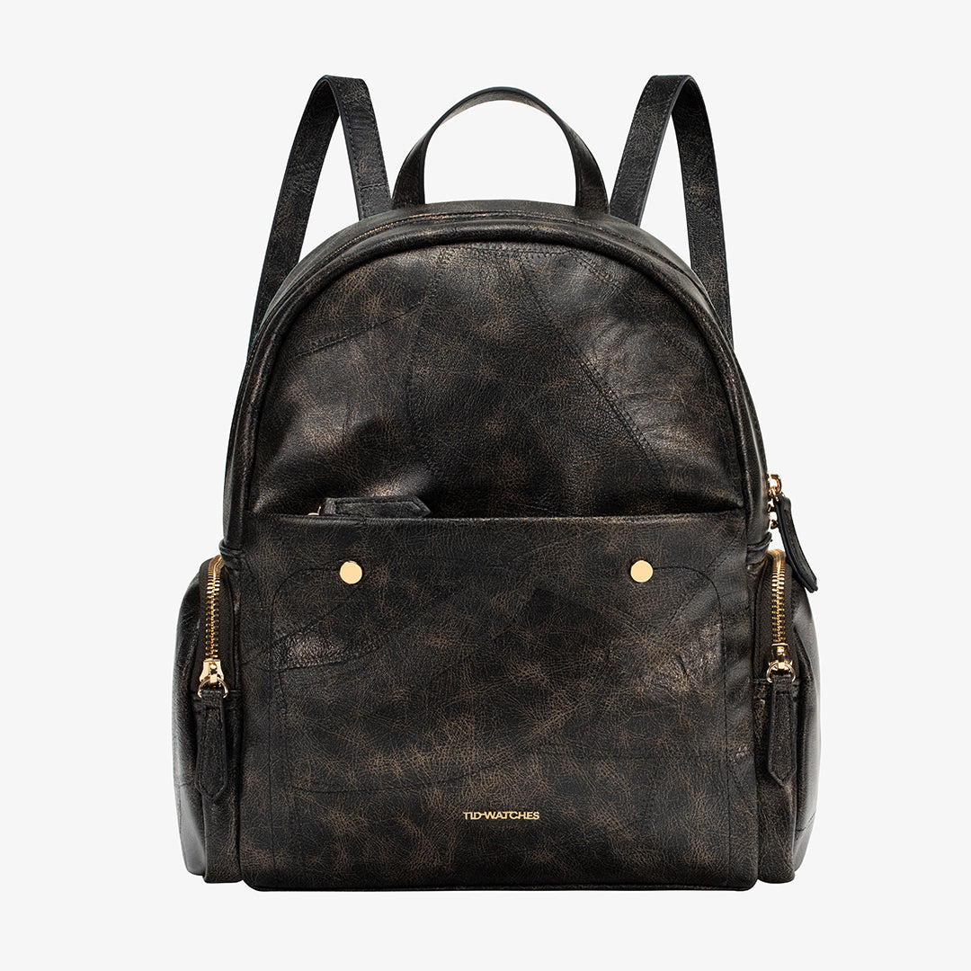 TID Black Leather Backpack for Women