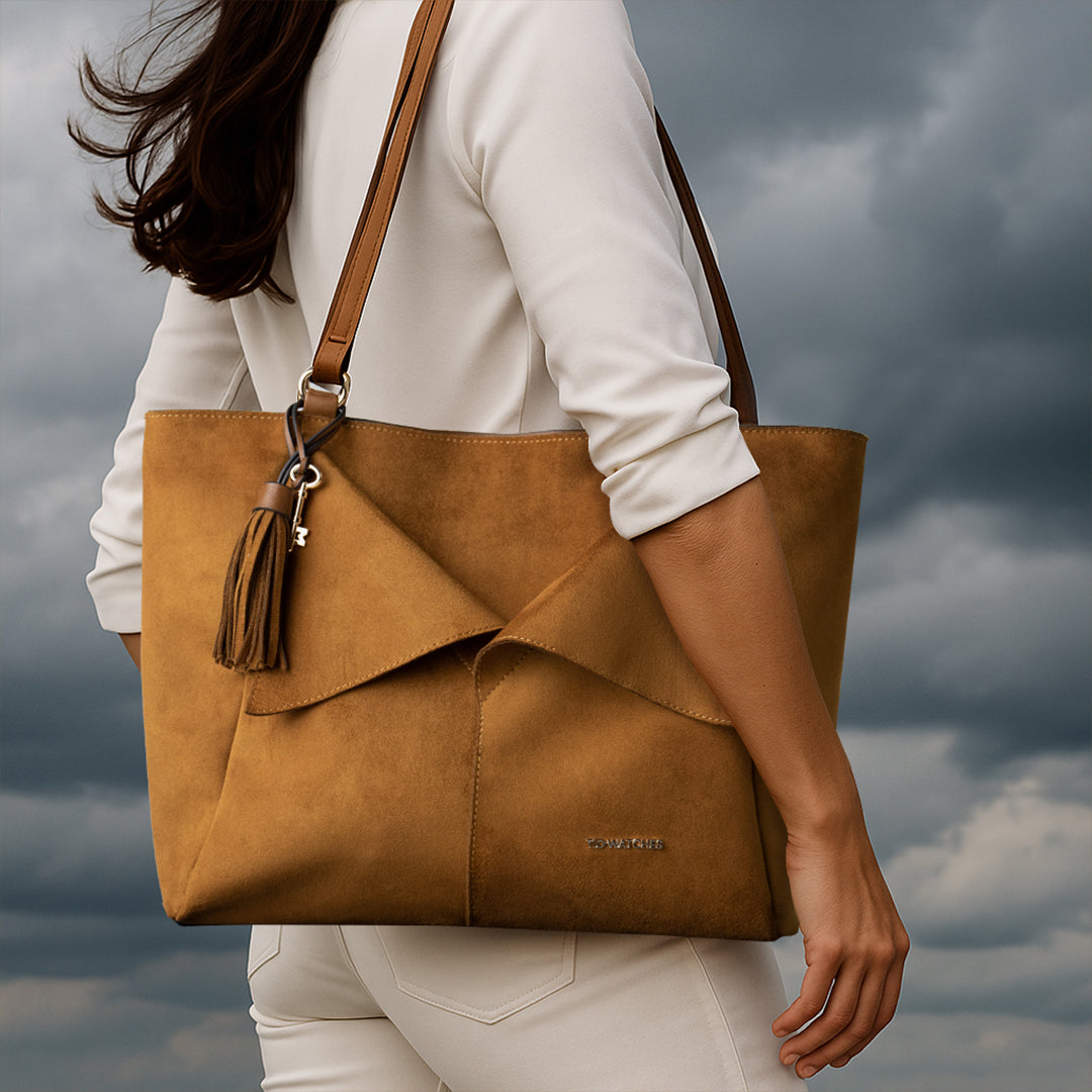 TID Brown Suede Tote Bag