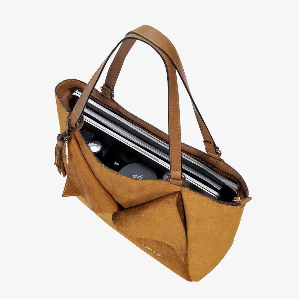 TID Brown Suede Tote Bag