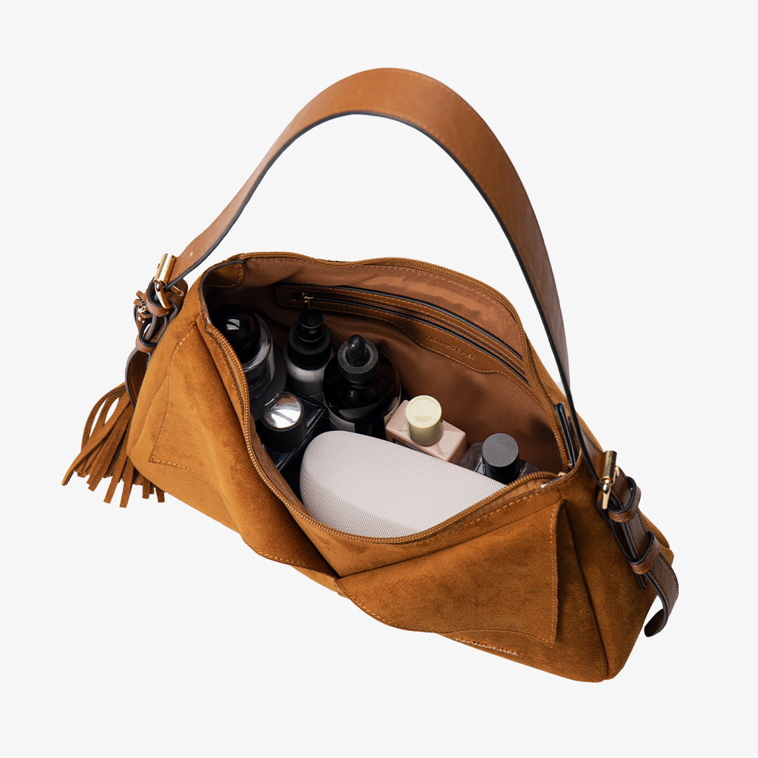 TID Brown Suede Handbag Shoulder Bag