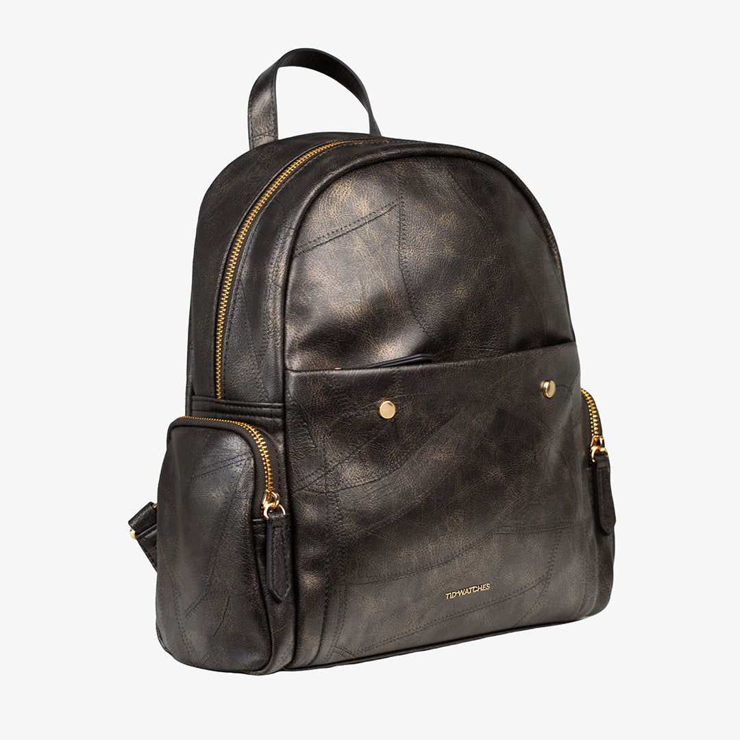 TID Black Leather Backpack for Women