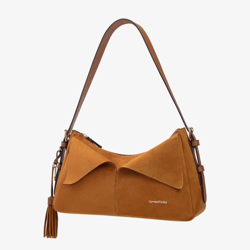 TID Brown Suede Handbag Shoulder Bag