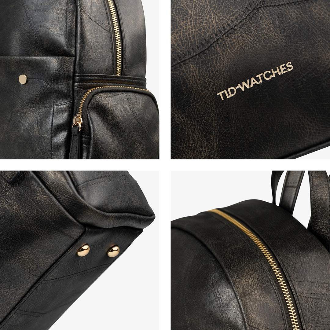 TID Black Leather Backpack for Women