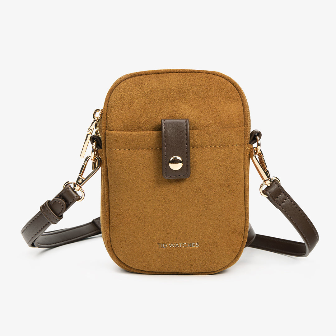 TID Brown Suede Crossbody Bag Phone Bag