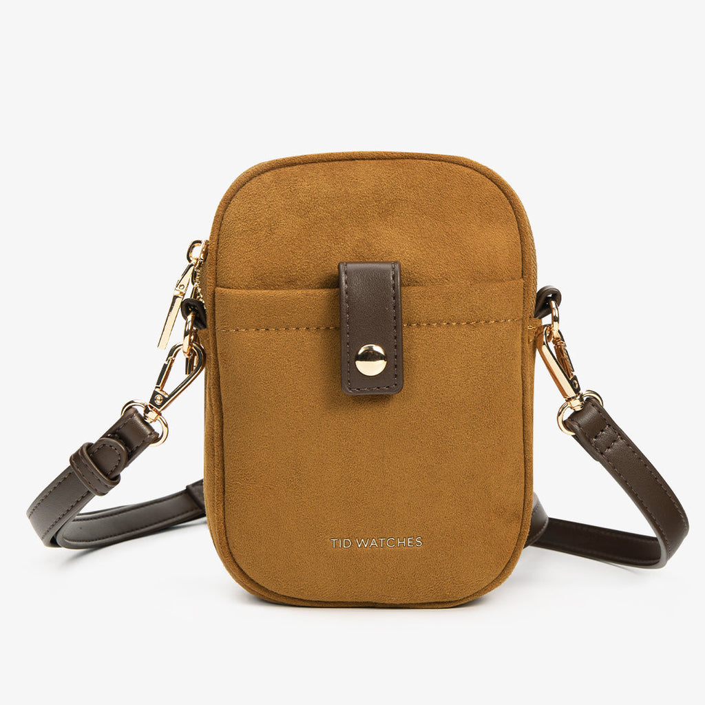 TID Burgundy Suede Crossbody Bag Phone Bag