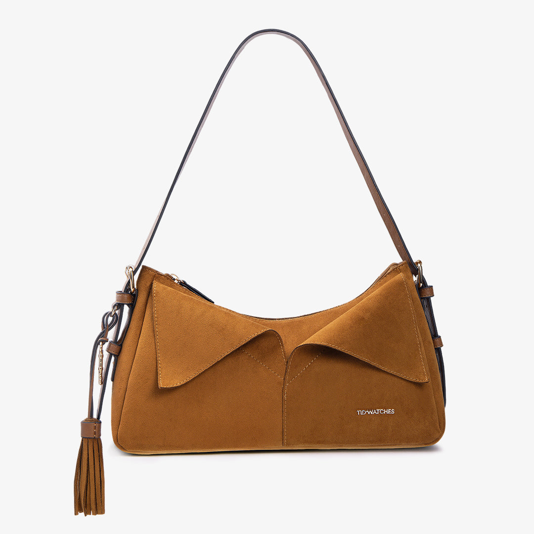 TID Brown Suede Handbag Shoulder Bag