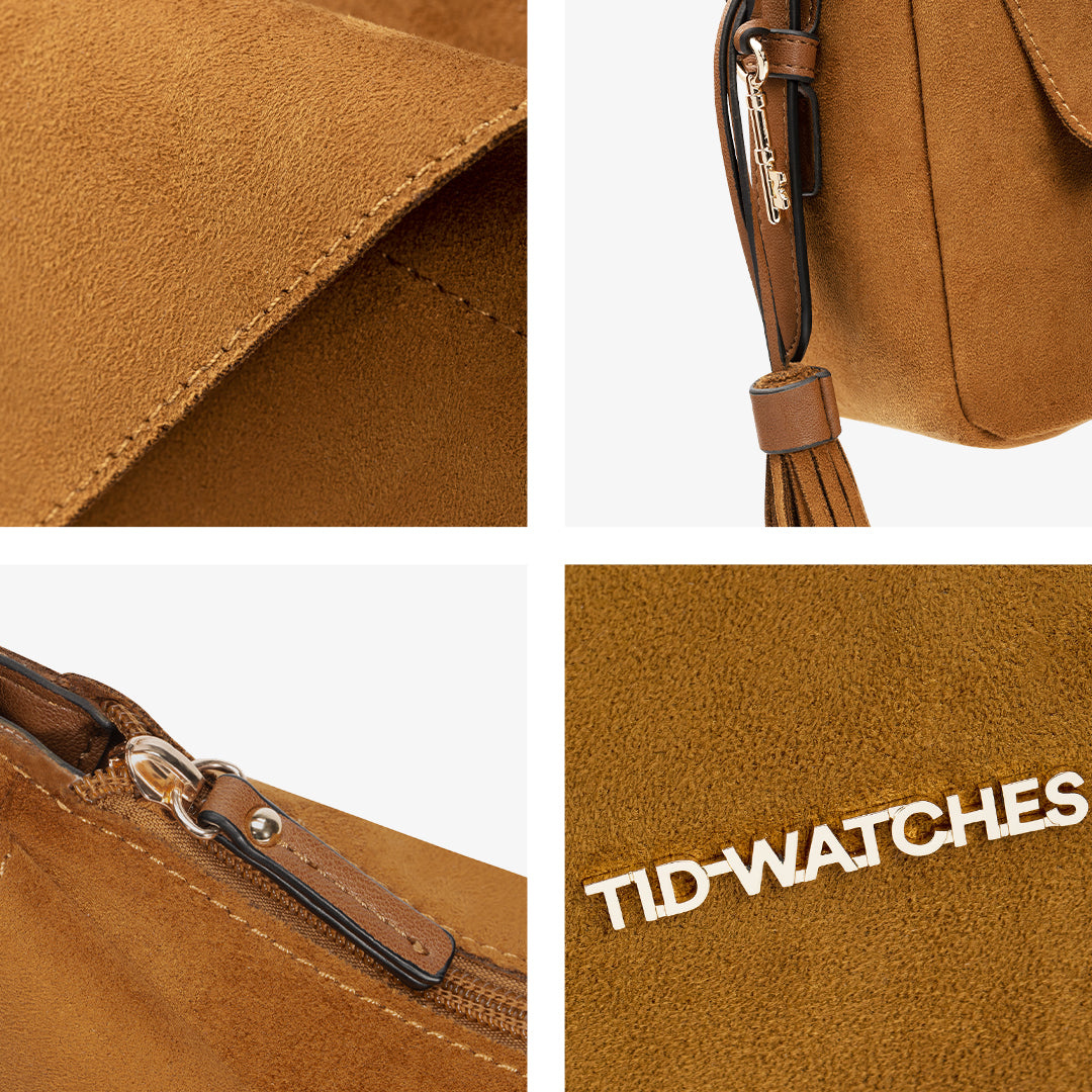 TID Brown Suede Handbag Shoulder Bag