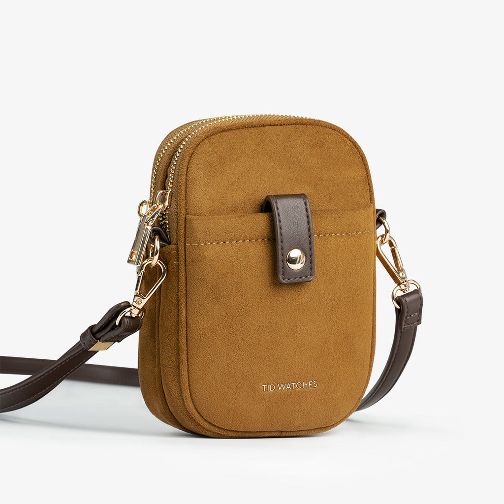 TID Brown Suede Crossbody Bag Phone Bag