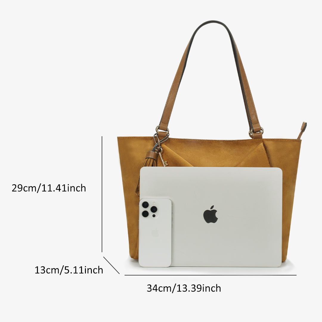 TID Brown Suede Tote Bag