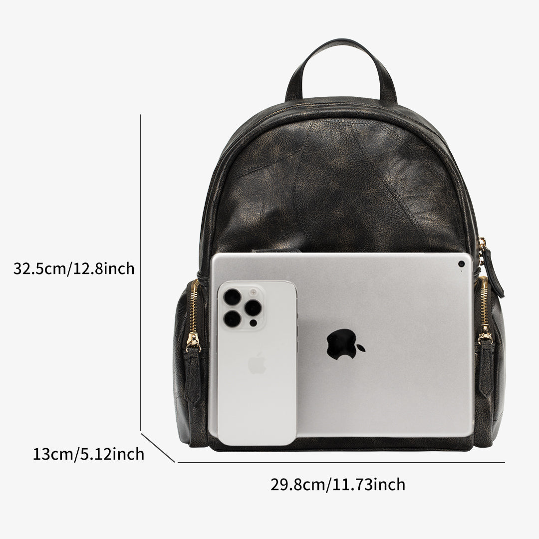 TID Black Leather Backpack for Women